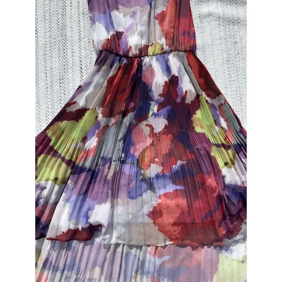 Guess Dress Small Multicolor Kaleido Print Pleated Hi-Lo Lined Racerback Womens - Picture 11 of 16